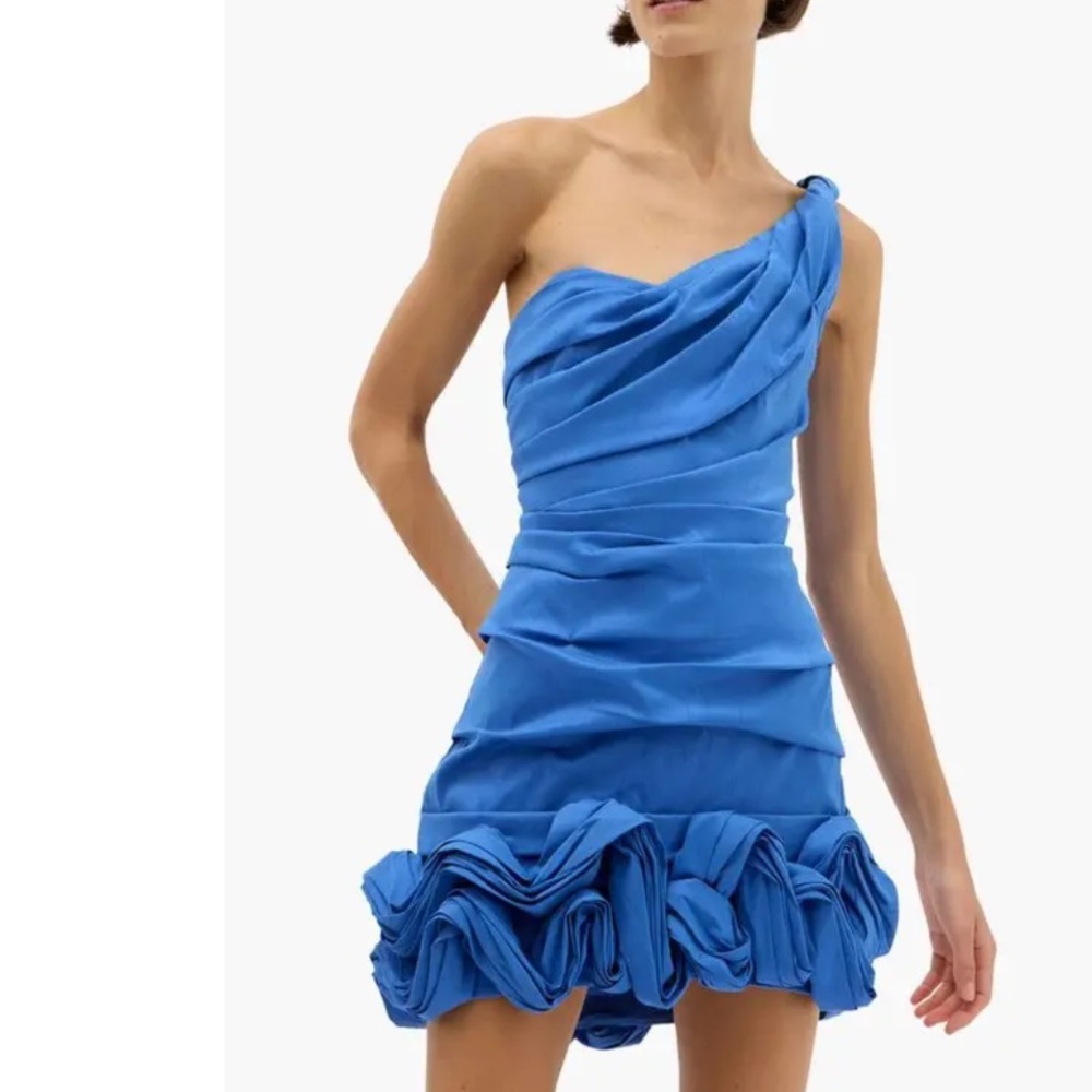 Rachel Gilbert Blue One-Shoulder Mini Dress nwt size us 14 cocktail dress